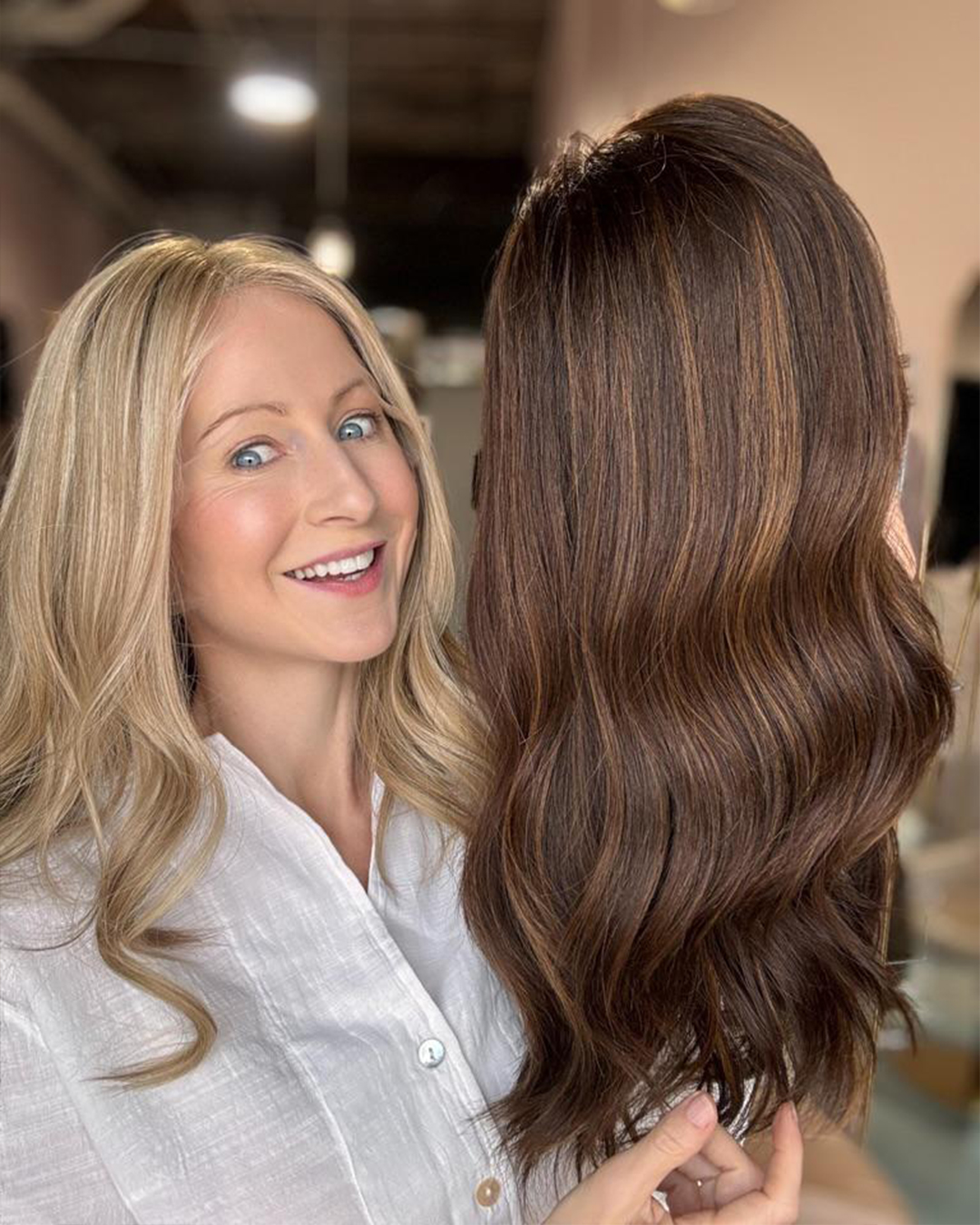 Premium human hair wig with natural blonde colour